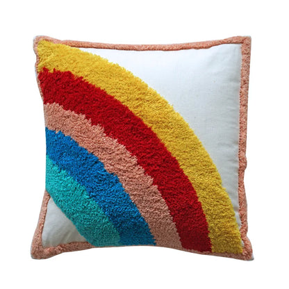 DecorBites™ Geometric Hand-Embroidered Tassel Pillowcase