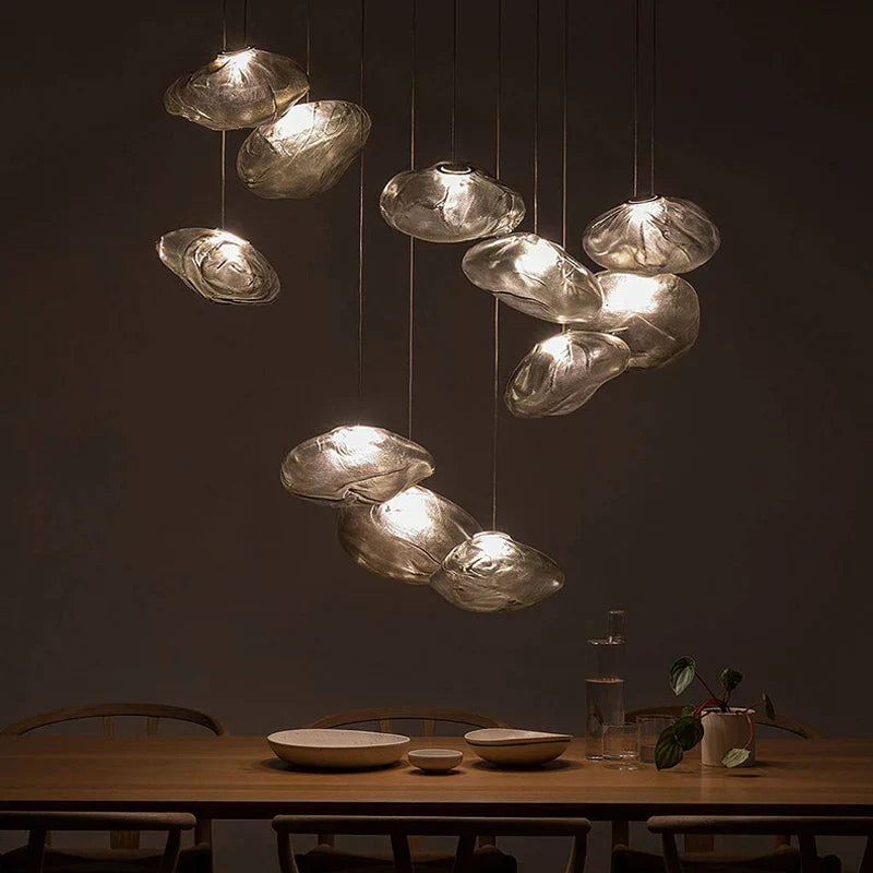 DecorBites™ Glass Cloud Chandelier LED Pendant Lamp for Villa Staircase & Hotel