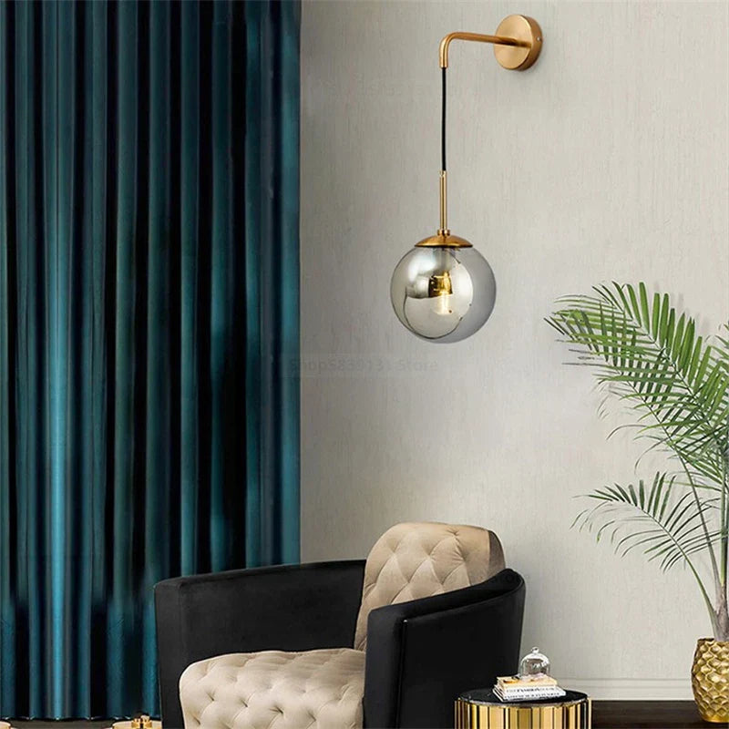 Decorbites™ Glasball-Wandlampe: Nordisch Moderne LED-Beleuchtung für Wohnzimmer, Schlafzimmer und Flur