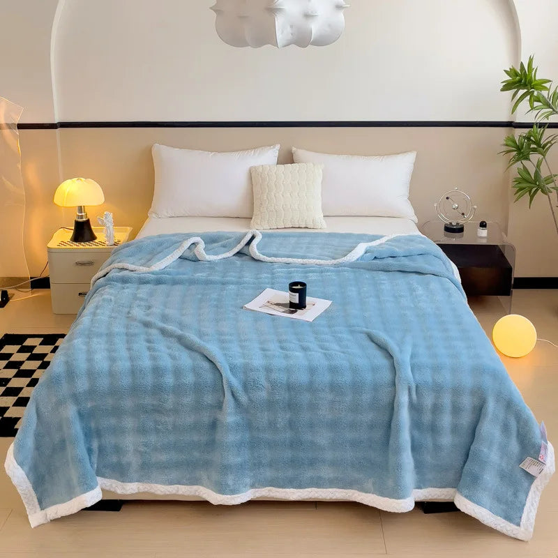 Decorbites™ Imitat-Kaninchenvelours-Warme-Decke: Weiche Flauschige Korallenfleece-Schoß-Sofawurfdecke