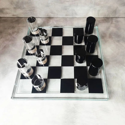 DecorBites™ Geometric Crystal Chessboard: Transparent Chess Set Home Decor & Figurines