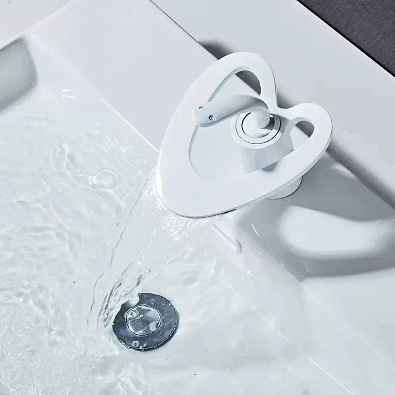 Decorbites™ Golden/Weiß & Schwarz Wasserfall Beckenarmatur - Messing Waschtischmischer - Heiß & Kalt