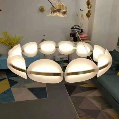 Decorbites™ Goldener Ring Weißer Acryl-Hängerleuchte für Wohnzimmer Esszimmer