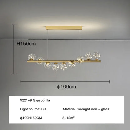 Decorbites™ Glas-Kugel-G9-LED-Langleuchter für Esszimmer, Küche und Bürobeleuchtung
