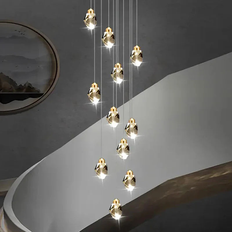 Modern Crystal Staircase Chandelier Pendant Light