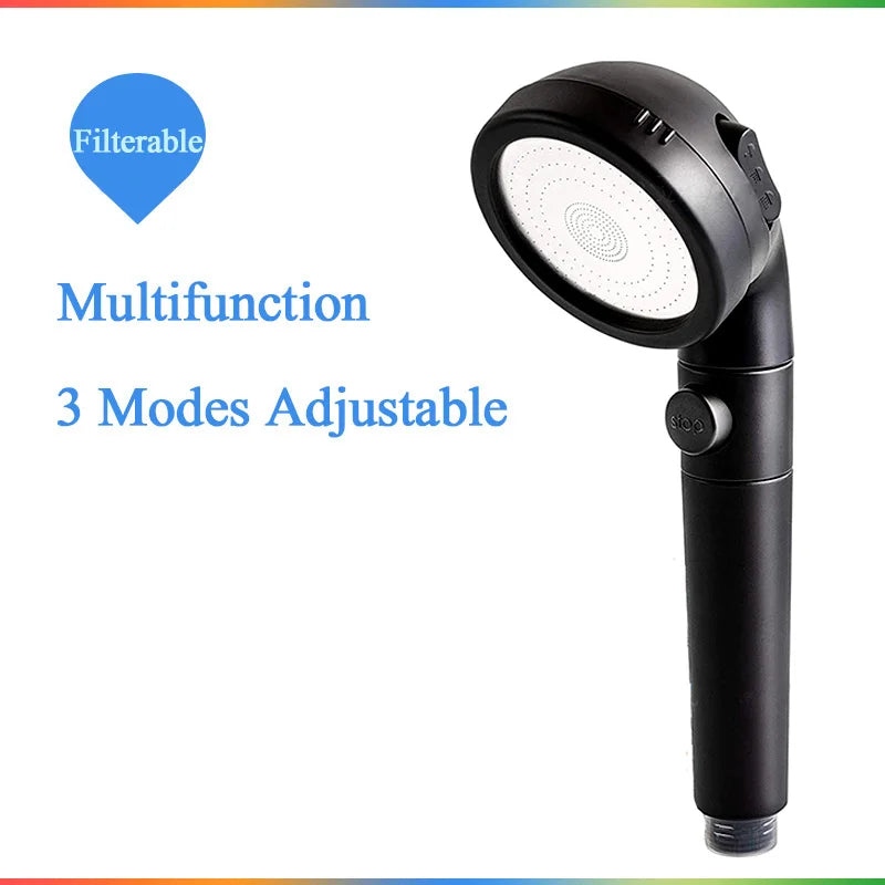 DecorBites™ 3-Function High Pressure Anion Filter Shower Head with Stop Button