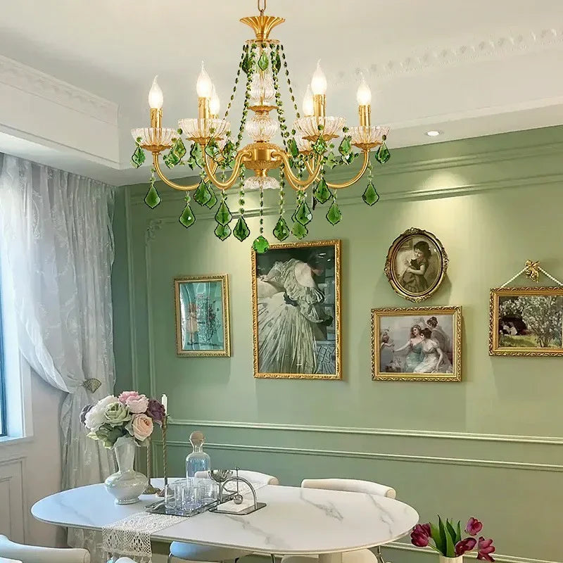 Decorbites™ Grüner Kristall-Lüster für das Wohnzimmer - Bohémien-Stil LED-Hängeleuchte