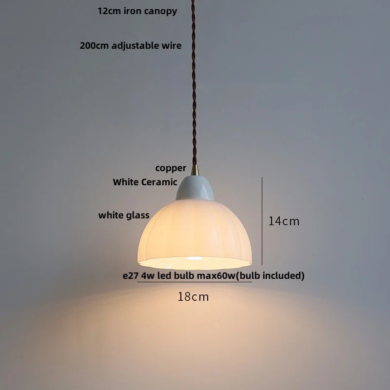 DecorBites™ Copper White Glass LED Pendant Lamp for Modern Living Room Decor