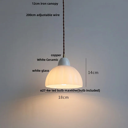 DecorBites™ Copper White Glass LED Pendant Lamp for Modern Living Room Decor