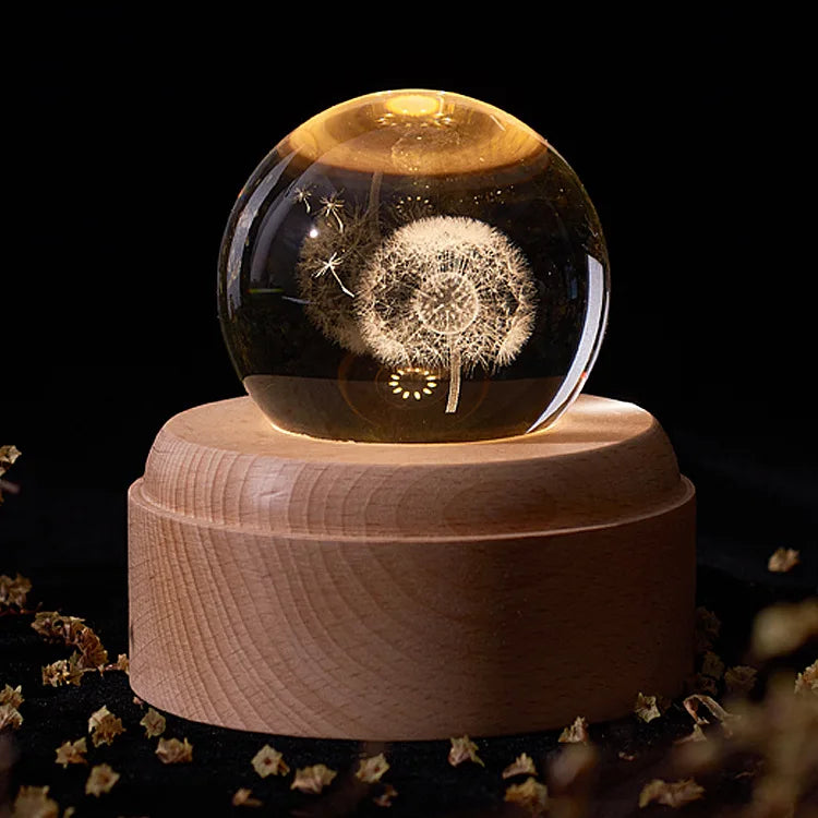 DecorBites™ Crystal Ball Music Box: Rotating Light Projection, Birthday & Valentine's Day Gift