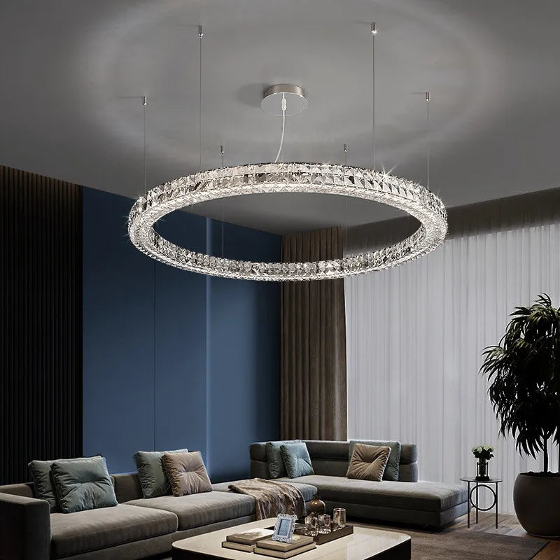 DecorBites™ Crystal LED Chandelier: Modern Luxury Chrome Steel & Clear K9 Crystal Lighting
