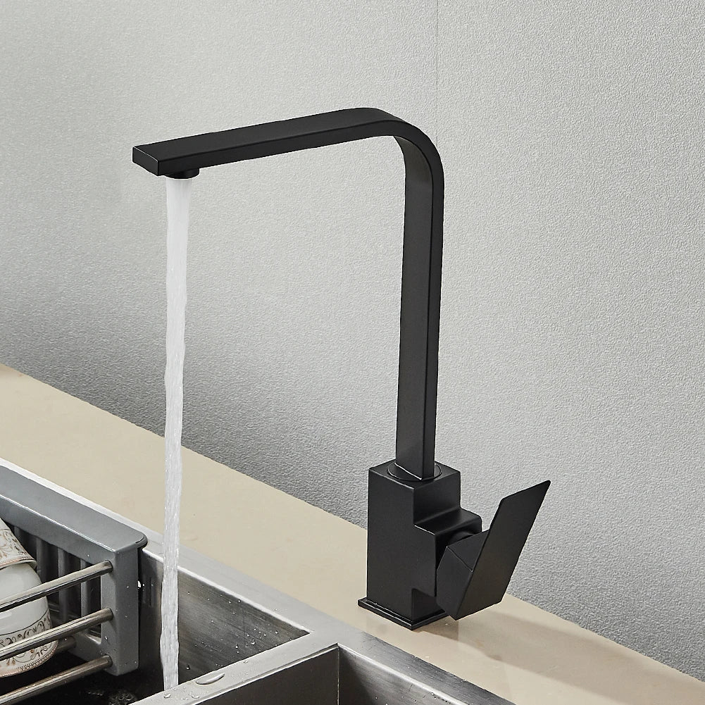 Decorbites™ Gebürsteter Nickel Küchenarmatur | 360° Drehbar Heiß-Kalt-Mischbatterie | Einhebel