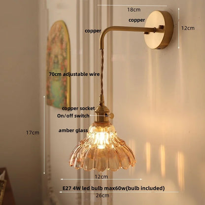 Decorbites™ LED-Wandleuchte Modern Nordisch mit Zugschalter Glas Schlafzimmerlampe