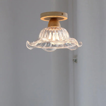 DecorBites™ Crystal Wood LED Ceiling Lamp Clear Glass Modern Indoor Lighting