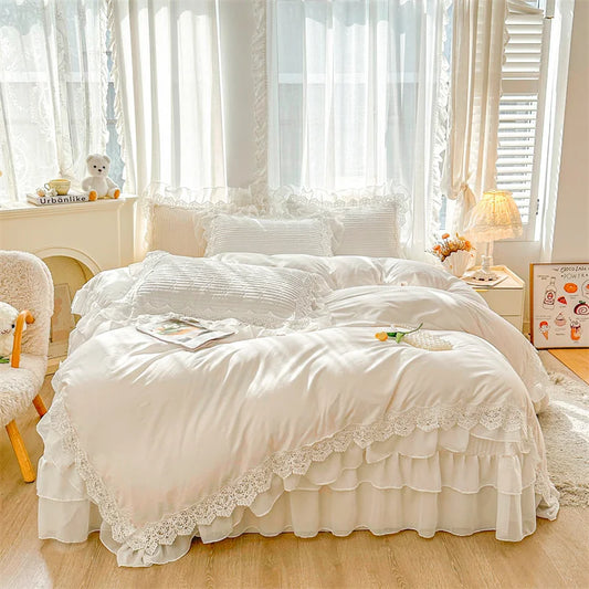 Decorbites™ Spitzen-Volants Prinzessin-Stil 100% Baumwoll-Bettwäsche-Set