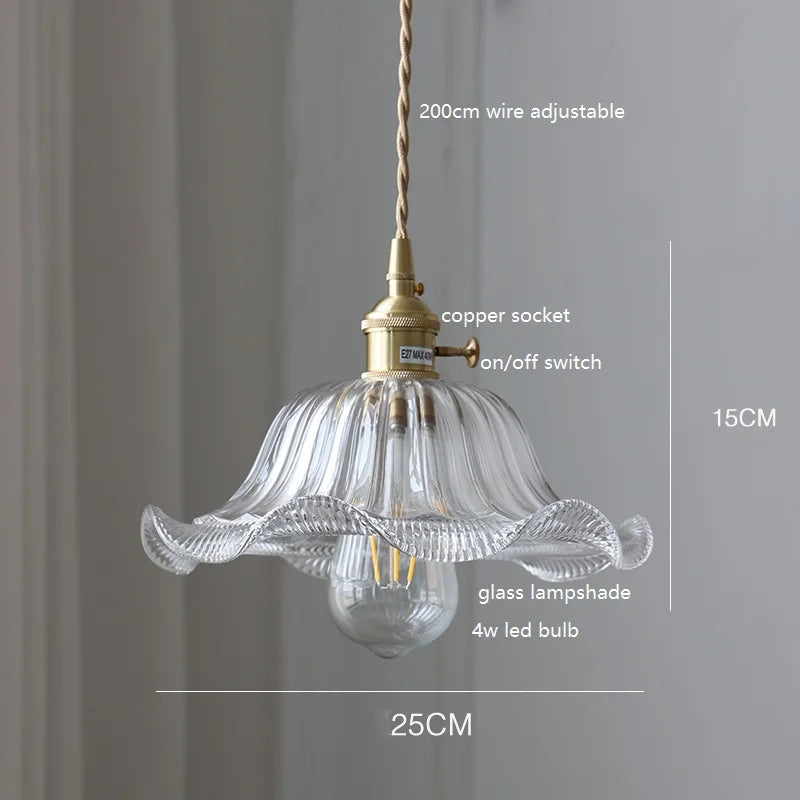 Decorbites™ Grüne Glas-LED-Hängeleuchte mit Kupfer-Holzgriff für modernes nordisches Heimdekoration