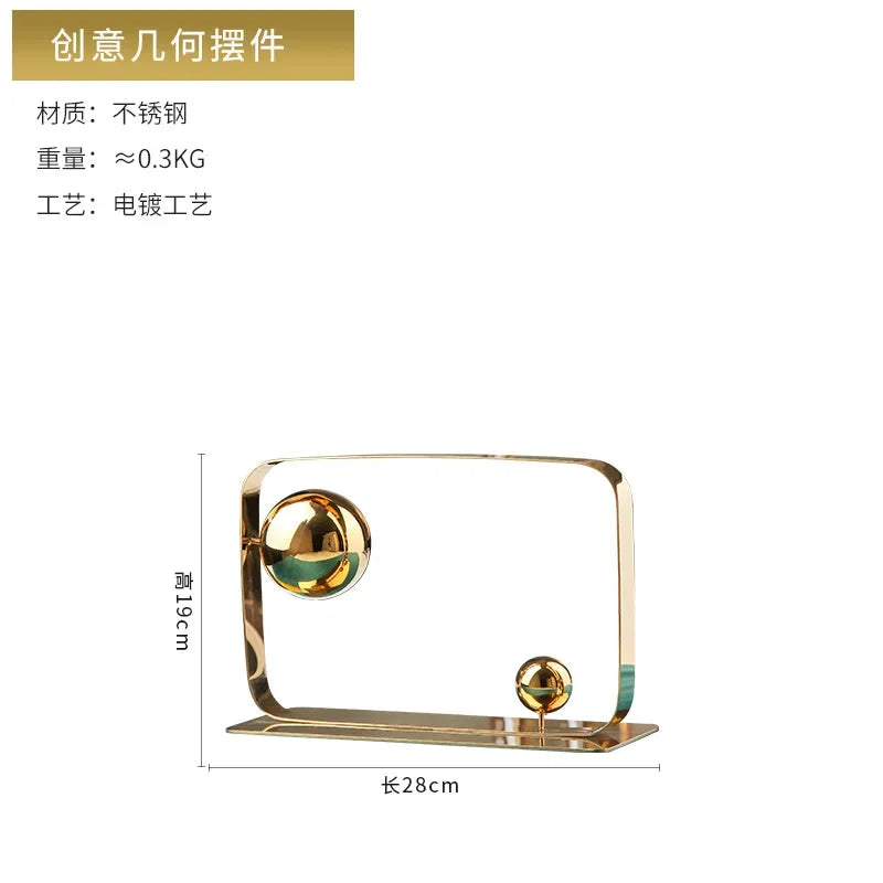 Decorbites™ Goldener Ball-Würfel Edelstahl-Skulptur – Wohnungsdekorationsornament
