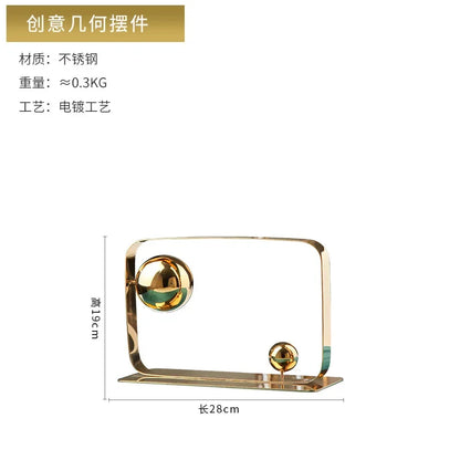 Decorbites™ Goldener Ball-Würfel Edelstahl-Skulptur – Wohnungsdekorationsornament