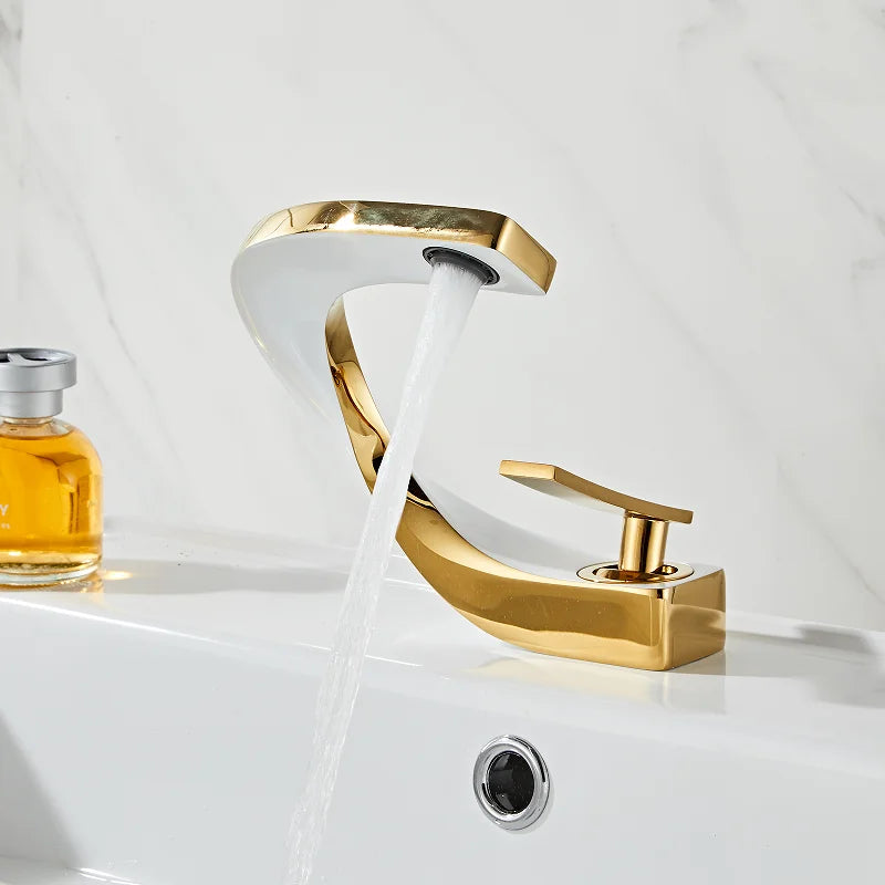 Gold White Basin Faucet