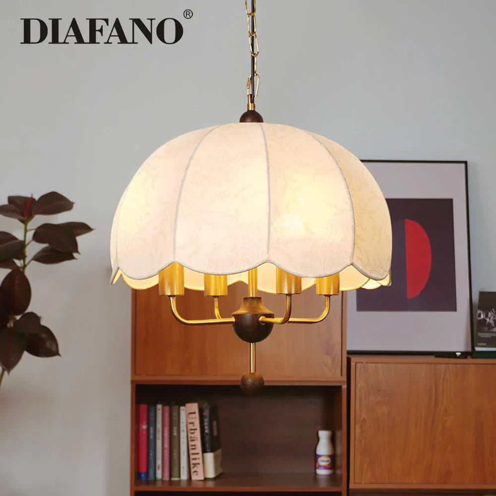 Beige Fabric Pendant Light