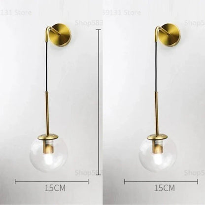 Decorbites™ Glas-Kugel-LED-Wandleuchte für Schlafzimmerdekoration und Wohnzimmerarmaturen