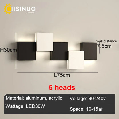 DecorBites™ Geometric LED Wall Sconce Black White Light for Living Room Bedroom Hallway