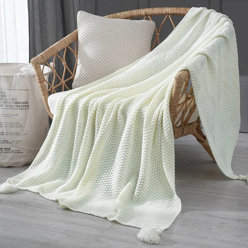 Fringe Knit Sofa Throw