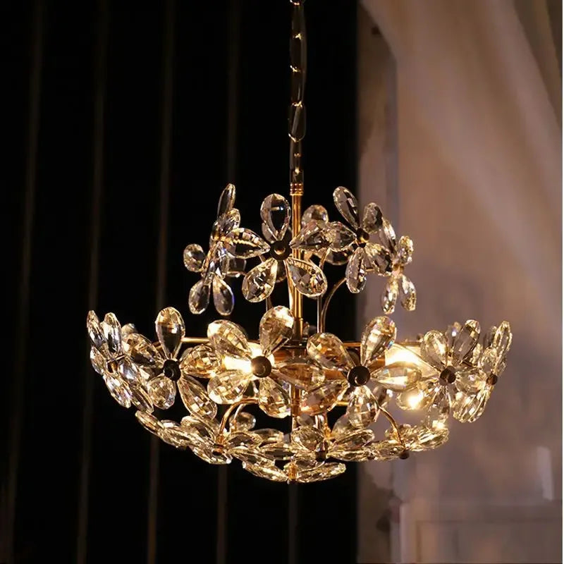 DecorBites™ Crystal Flower Pendent Chandelier: Modern Design for Living Room, Restaurant & Bedroom