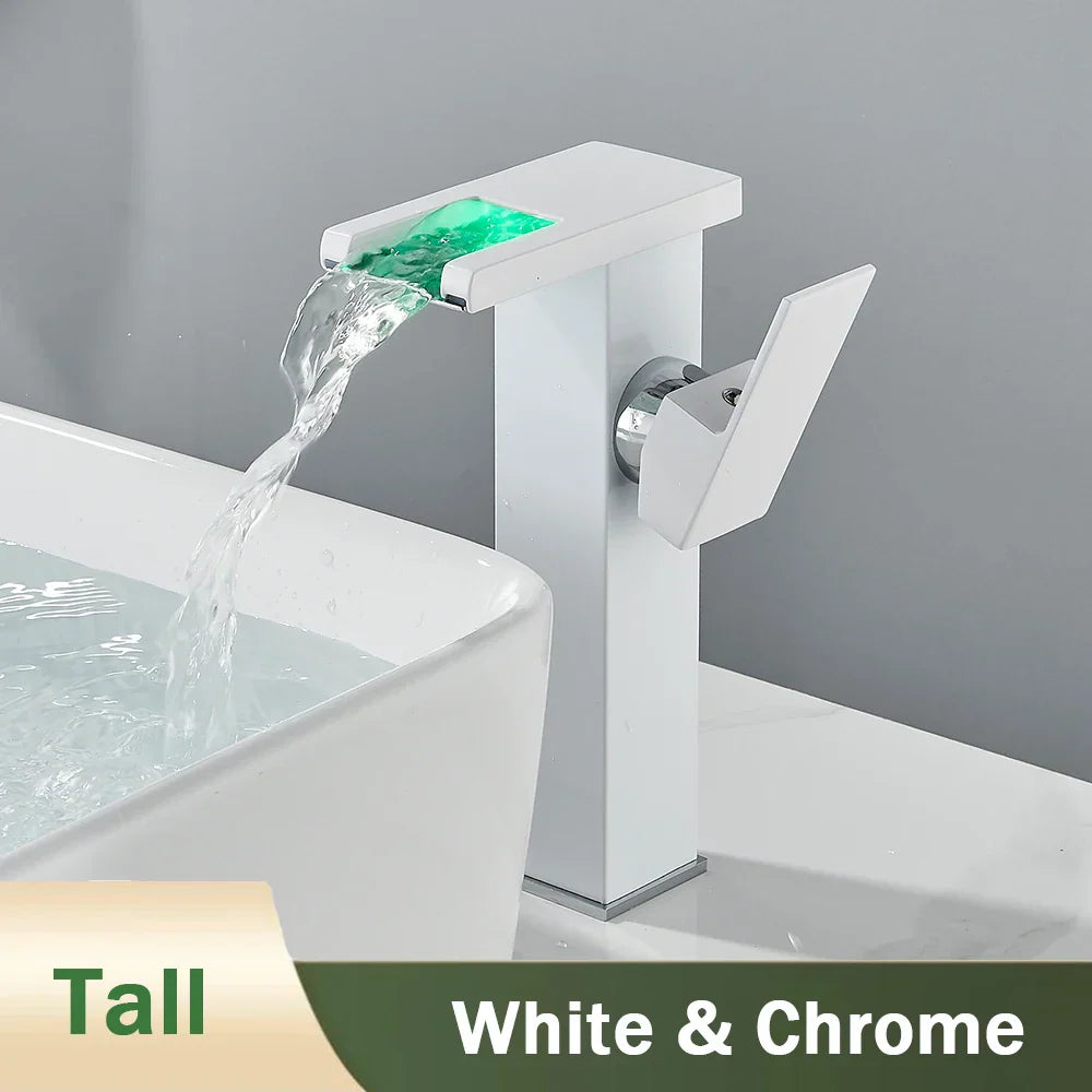 Black Waterfall Basin Faucet With Hydroelectric Mixer