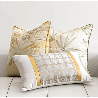 Decorbites™ Gold Quatrefoil Geometrisches Jacquard-Kissenbezug – Luxuriöse Wohnraumausstattung