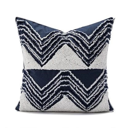 DecorBites™ Geometric Embroidered Cushion Cover with Tufted Tassels for Sofa and Bedroom