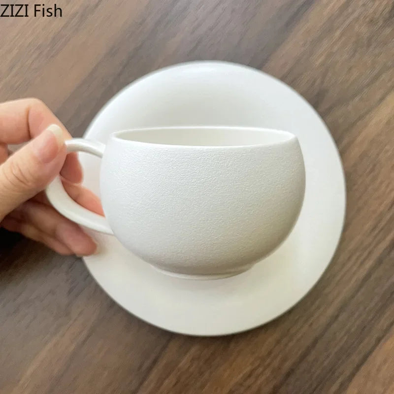 Decorbites™ Frostiertes 250ml Keramik-Tasse- und Untertassenservice für Kaffee, Tee, Saft