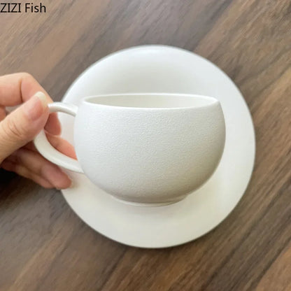 Decorbites™ Frostiertes 250ml Keramik-Tasse- und Untertassenservice für Kaffee, Tee, Saft