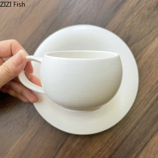 Decorbites™ Frostiertes 250ml Keramik-Tasse- und Untertassenservice für Kaffee, Tee, Saft