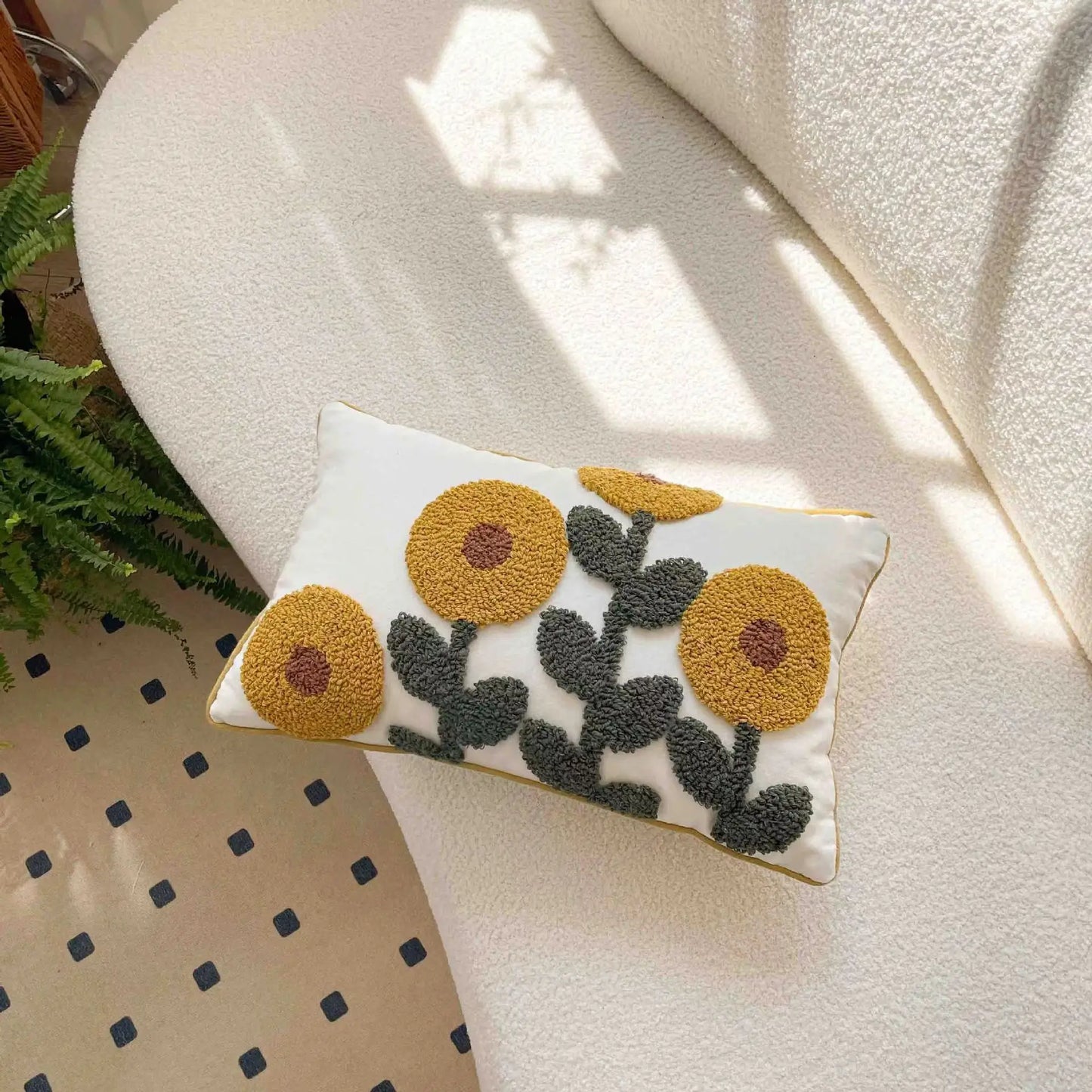 Decorbites™ Geometrisches Tufted Quasten Kissenbezug aus Baumwoll-Leinen Herbst-Kissenbezug