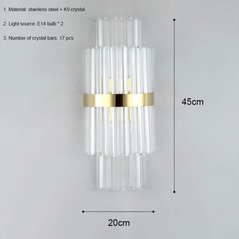 DecorBites™ Crystal LED Wall Lamp Modern Luxury Light Gold Sconces for Living Room Bedroom