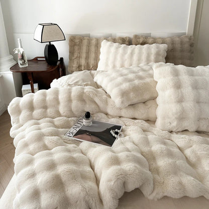 Decorbites™ Deluxe Kunstkaninchenfell-Bettwäsche-Set: Weiches Samt, Plüschige Wärme für den Winter