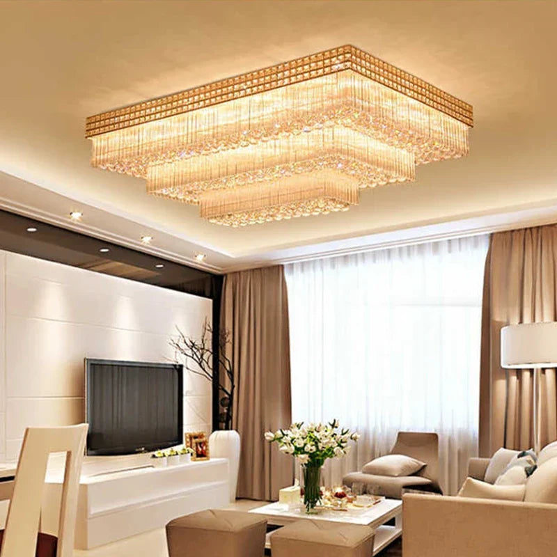 DecorBites™ Crystal LED Chandelier Cake Ceiling Lamp for Living Room Bedroom Kitchen Hotel