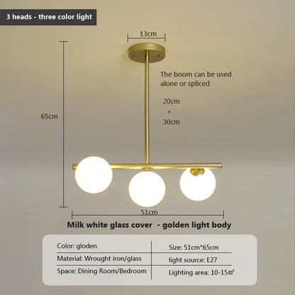Decorbites™ Glas-Kugeln-Kronleuchter: Stilvolle Hängebeleuchtung für Esszimmer, Küche und Büro