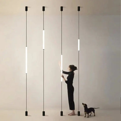 Italian Linear Black Metal & Acrylic Pendant Light