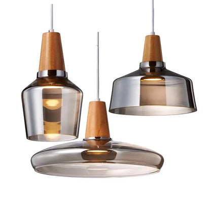 Decorbites™ Glas-Lampenschirm-Hängeleuchte, Holz-Hänge-Suspension, Retro-Amerikanisches Design