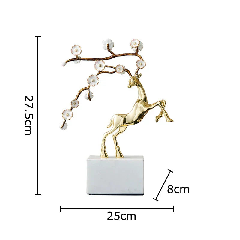 Decorbites™ Geweih-Statue des Hirsches - Emaille-Skulptur eines Sikahirsches zur Raumausstattung