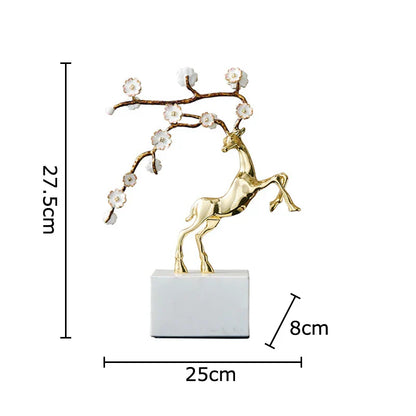 Decorbites™ Geweih-Statue des Hirsches - Emaille-Skulptur eines Sikahirsches zur Raumausstattung
