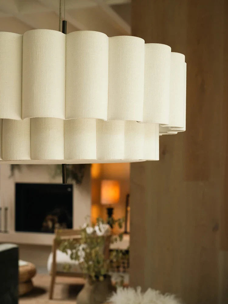 Wabi-Sabi White Fabric Pendant Light