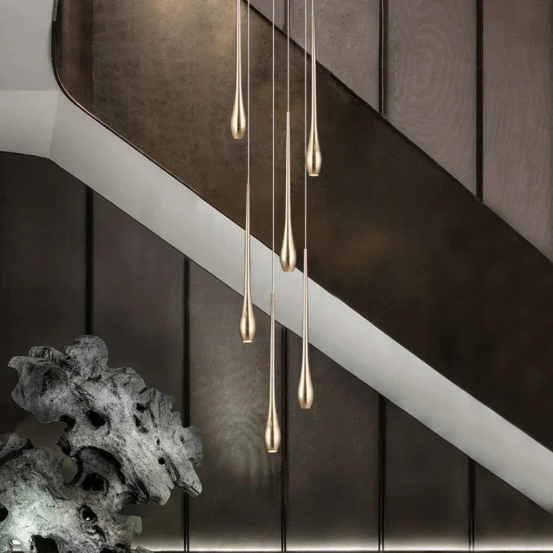 Decorbites™ Gold LED-Kronleuchter für das Wohnzimmer und die Treppe eines Duplex-Villas