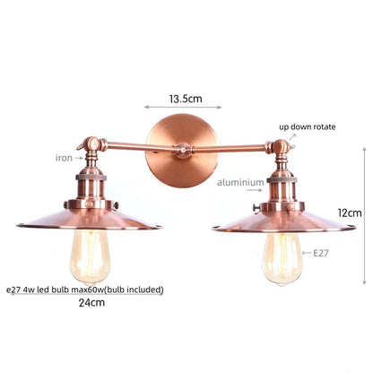 DecorBites™ Industrial Retro LED Wall Lamp with Two Heads and Pull Chain Switch