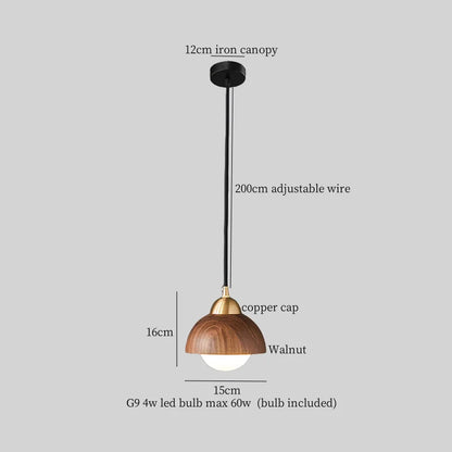Decorbites™ Japanische LED-Hängeleuchte im Vintage-Stil aus Holz und Kupfer