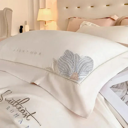 Decorbites™ Besticktes Baumwoll-Bettwäsche-Set: Luxuriöse Hepburn-Stil Bettbezug 220x240, hautfreundlich