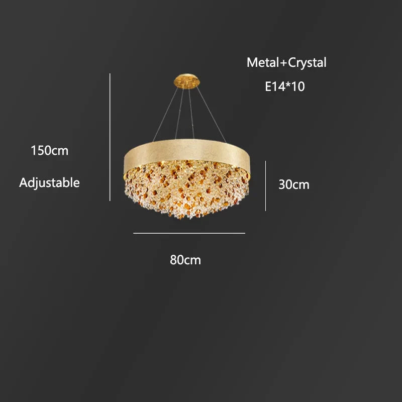 Decorbites™ Rundes Kristall-Leuchter-Pendant-Lampe für Wohnzimmer, Hotelfoyer, Kücheninsel