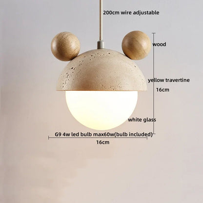 DecorBites™ LED Wood Pendant Lamp Dining Living Room Adjustable Light Fixture